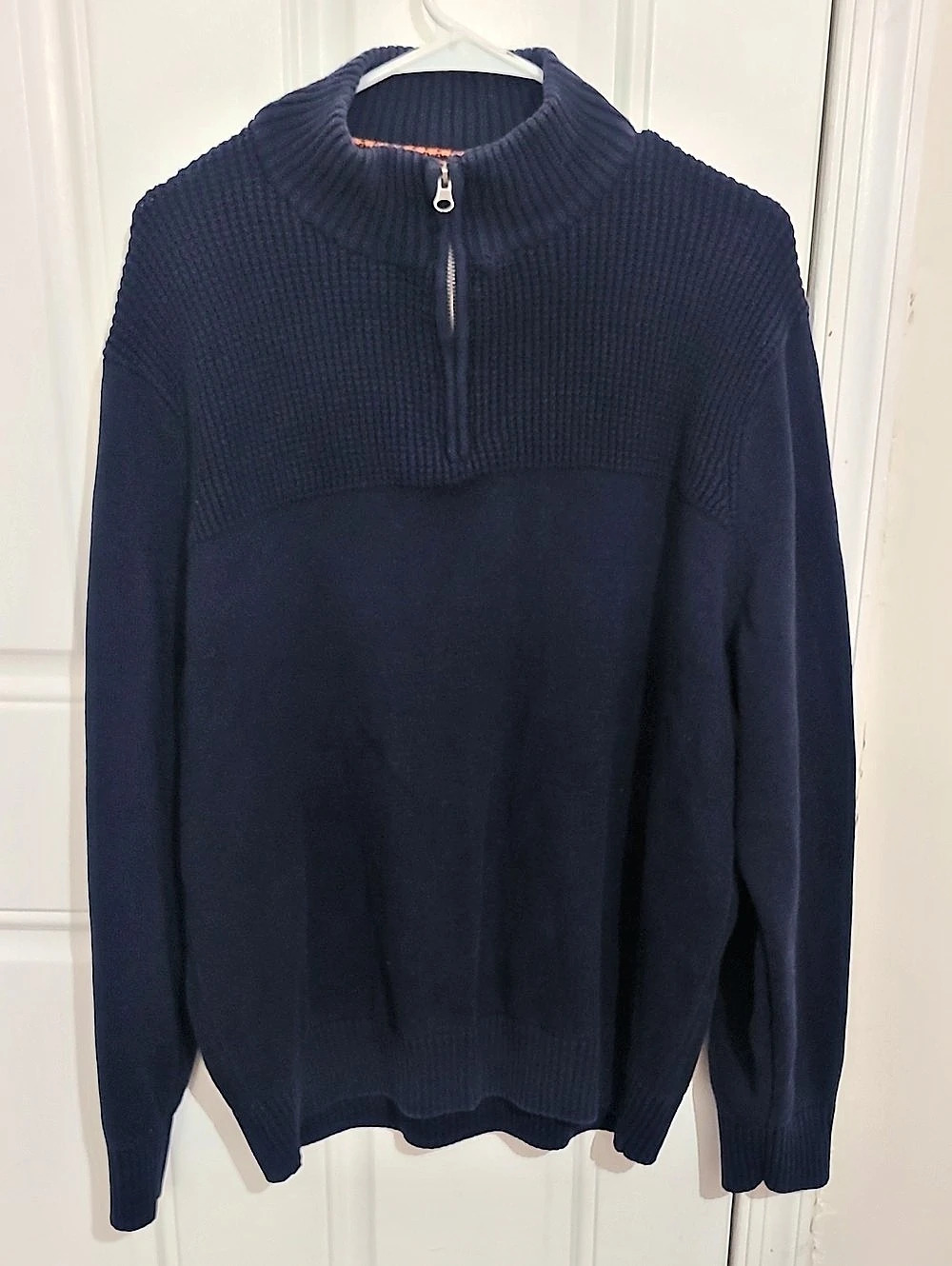 DOCKERS Men's Blue Quarter-Zip Sweater